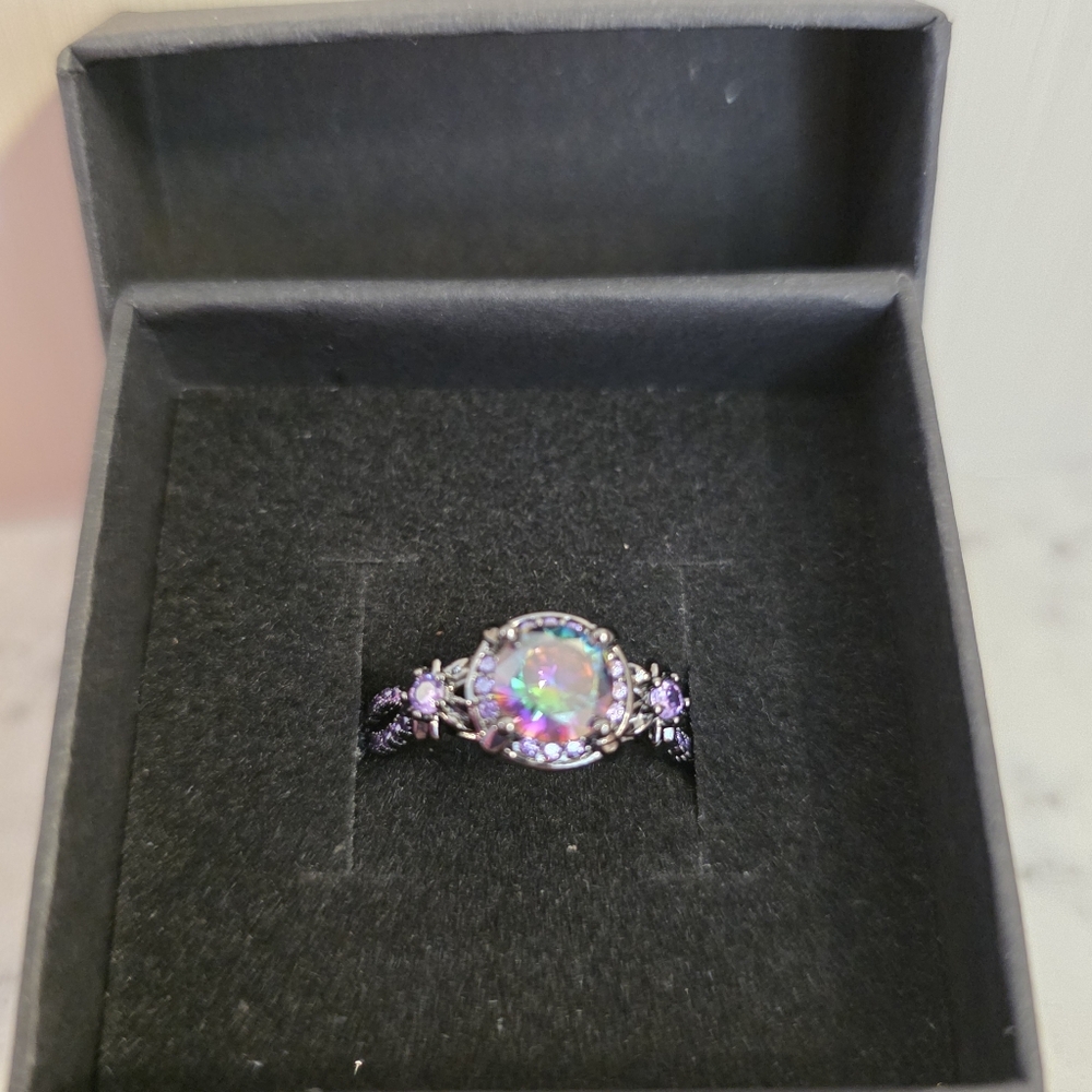 18K Black Gold Mystic Topaz Ring NEW! - Picture 4 of 7